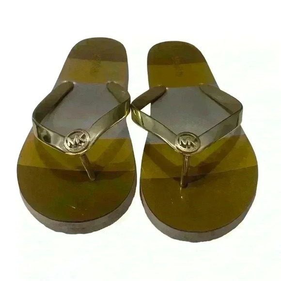 Michael Kors  Sandals size 8 Gently Used Metallic Flip Flops - Picture 4 of 5